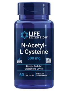 Life Extension N-Acetyl-L-Cysteine (NAC) Immune Respiratory Liver Health NAC 600 mg Potent antioxidant Support Free-radicals Easy to Absorb 60 Capsules