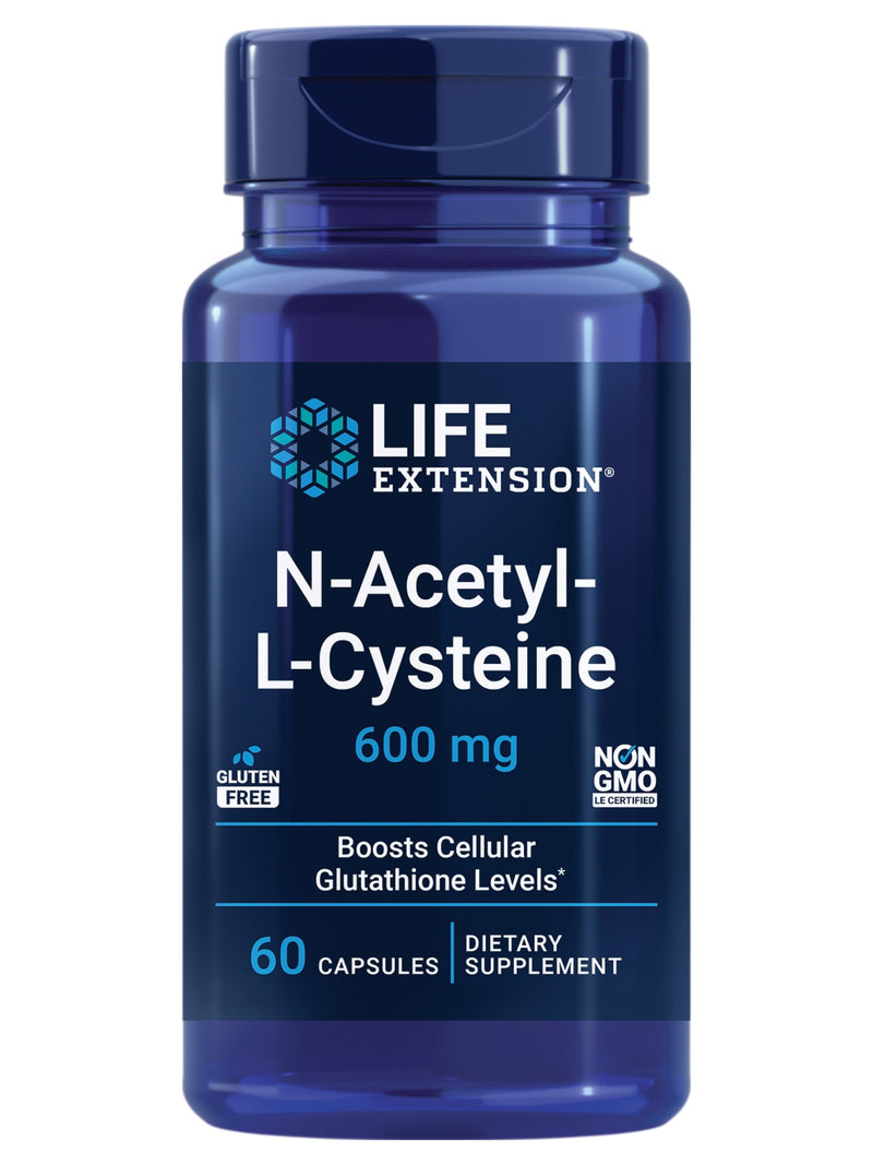 Life Extension N-Acetyl-L-Cysteine (NAC) Immune Respiratory Liver Health NAC 600 mg Potent antioxidant Support Free-radicals Easy to Absorb 60 Capsules